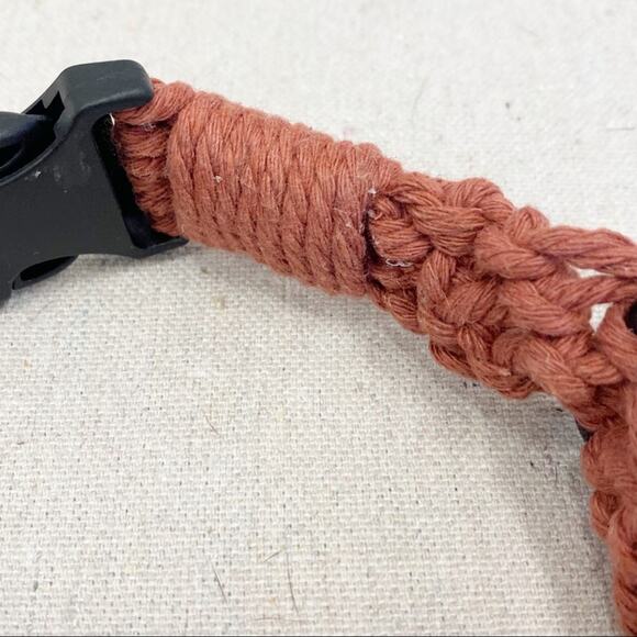 Handmade macrame dog collar in Muted Red 17" non adjustable - Picture 12 of 12